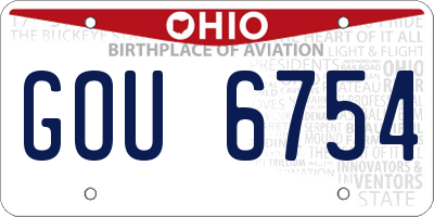 OH license plate GOU6754