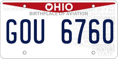 OH license plate GOU6760