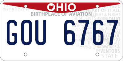 OH license plate GOU6767