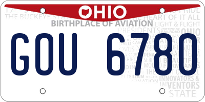 OH license plate GOU6780