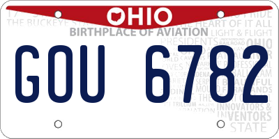 OH license plate GOU6782
