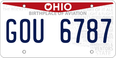 OH license plate GOU6787