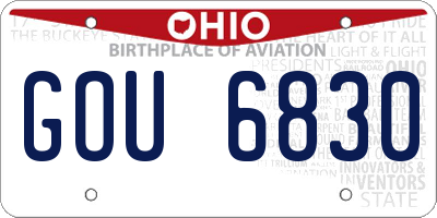 OH license plate GOU6830