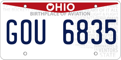 OH license plate GOU6835