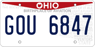 OH license plate GOU6847