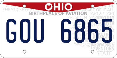 OH license plate GOU6865