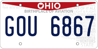 OH license plate GOU6867