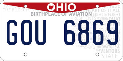 OH license plate GOU6869