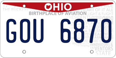 OH license plate GOU6870