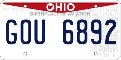 OH license plate GOU6892