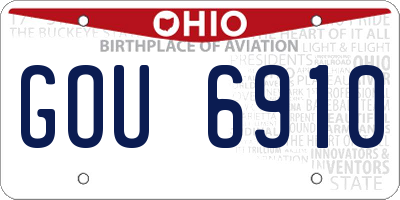 OH license plate GOU6910