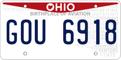 OH license plate GOU6918