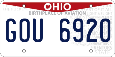 OH license plate GOU6920