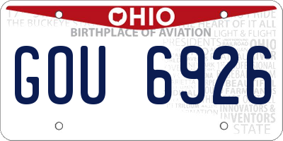 OH license plate GOU6926