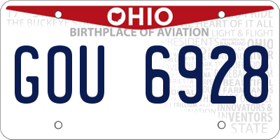 OH license plate GOU6928