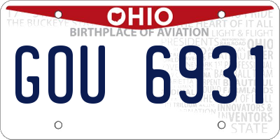 OH license plate GOU6931