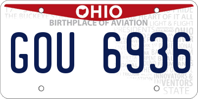 OH license plate GOU6936