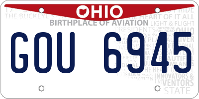 OH license plate GOU6945
