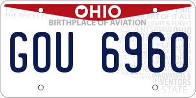 OH license plate GOU6960