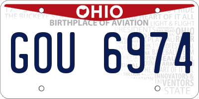 OH license plate GOU6974