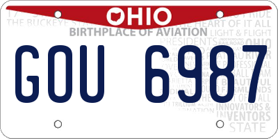 OH license plate GOU6987