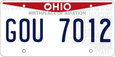 OH license plate GOU7012
