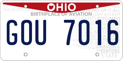OH license plate GOU7016