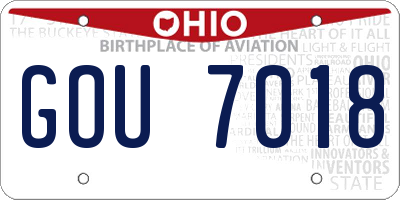 OH license plate GOU7018