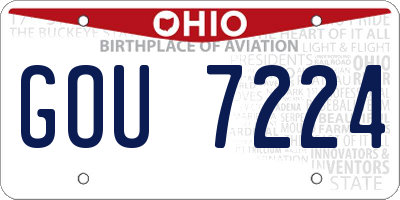 OH license plate GOU7224