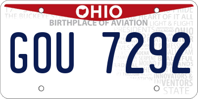 OH license plate GOU7292