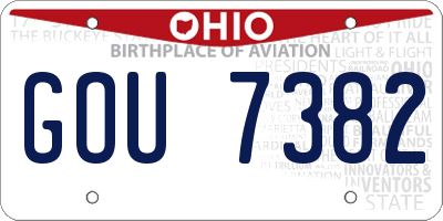 OH license plate GOU7382