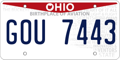 OH license plate GOU7443