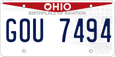 OH license plate GOU7494