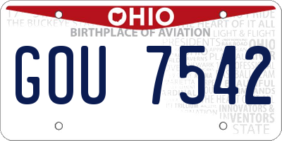 OH license plate GOU7542