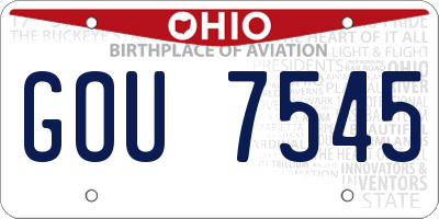 OH license plate GOU7545