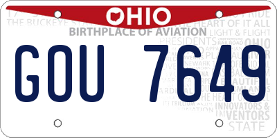 OH license plate GOU7649