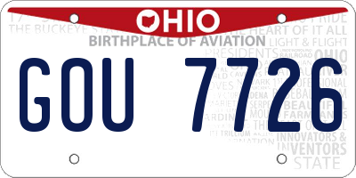 OH license plate GOU7726