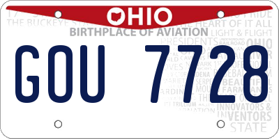 OH license plate GOU7728