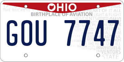 OH license plate GOU7747