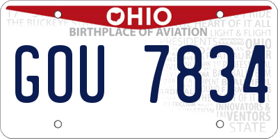 OH license plate GOU7834