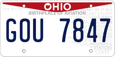 OH license plate GOU7847