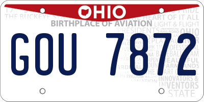 OH license plate GOU7872