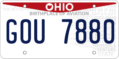 OH license plate GOU7880