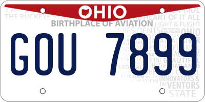 OH license plate GOU7899