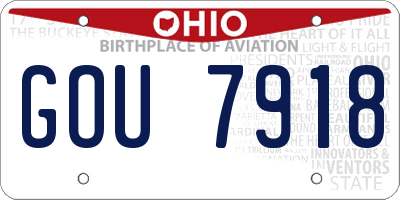 OH license plate GOU7918