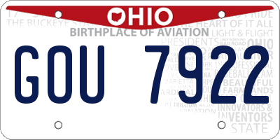 OH license plate GOU7922