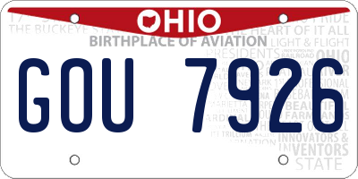 OH license plate GOU7926