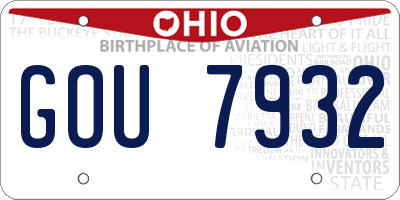 OH license plate GOU7932