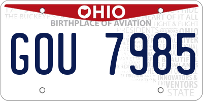 OH license plate GOU7985