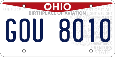 OH license plate GOU8010